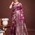 Purple banarasi silk woven work saree with blouse