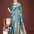 Turquoise banarasi silk woven work saree with blouse