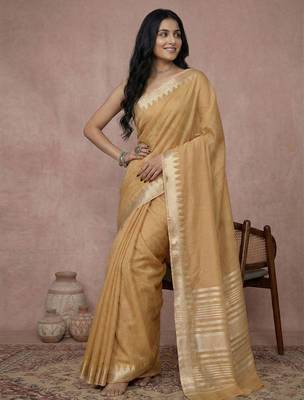 Mustard cotton saree with blouse 2
