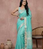 Blue cotton saree with blouse