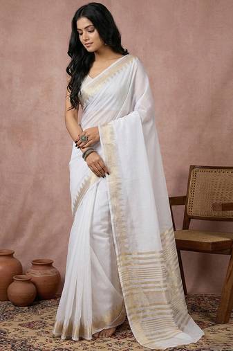 White cotton saree with blouse
