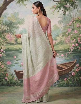 Grey tissue saree with blouse 3