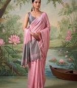 Pink tissue saree with blouse