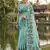 Blue linen printed saree with blouse