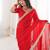Red Color Sequins Lace Border Work Satin Silk Saree