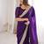 Purple Color Sequins Lace Border Work Satin Silk Saree