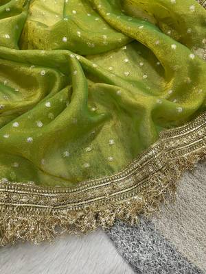Olive Color Zari Woven and Work Jacquard Butti Silk Saree 2