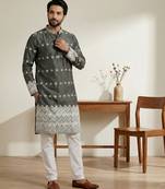 Black designer festive wear satin kurta-pajama