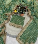 Emerald Color Zari Woven and Work Jacquard Butti Silk Saree