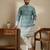 Aqua blue designer festive wear satin kurta-pajama