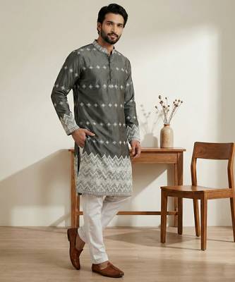 Black designer festive wear satin kurta-pajama 2