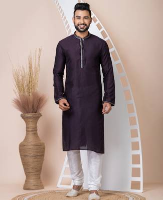 Violet designer festive wear jacquard kurta-pajama 1