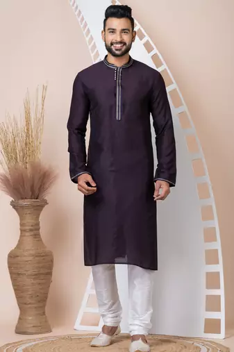 Violet designer festive wear jacquard kurta-pajama