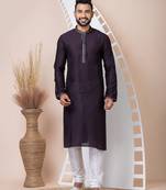 Violet designer festive wear jacquard kurta-pajama