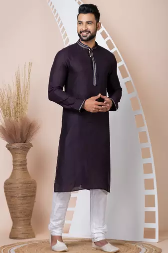 Violet designer festive wear jacquard kurta-pajama