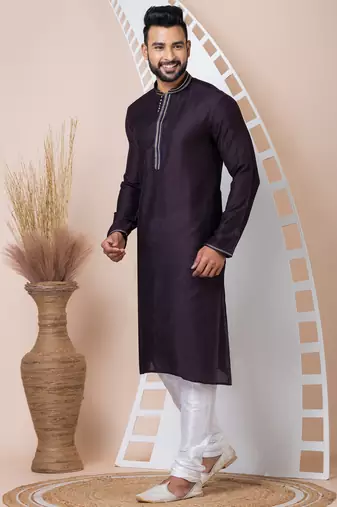 Violet designer festive wear jacquard kurta-pajama