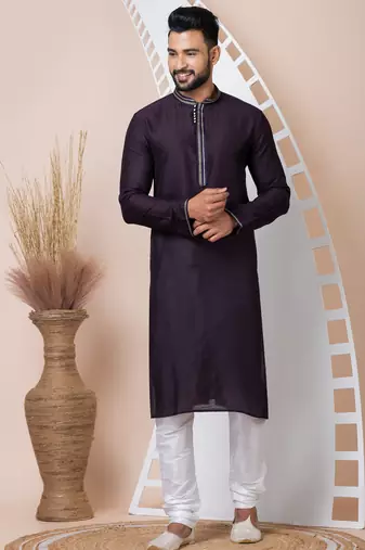 Violet designer festive wear jacquard kurta-pajama