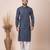 Navy blue designer festive wear blended cotton kurta-pajama