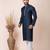 Navy blue designer festive wear jacquard kurta-pajama