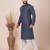 Navy blue designer festive wear blended cotton kurta-pajama