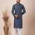 Navy blue designer festive wear blended cotton kurta-pajama