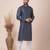 Navy blue designer festive wear blended cotton kurta-pajama