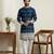 Navy blue designer festive wear satin kurta-pajama