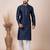 Navy blue designer festive wear jacquard kurta-pajama