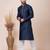 Navy blue designer festive wear jacquard kurta-pajama