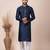 Navy blue designer festive wear jacquard kurta-pajama