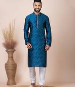 Green designer festive wear jacquard kurta-pajama