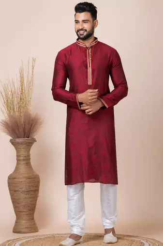 Maroon designer festive wear jacquard kurta-pajama