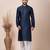 Navy blue designer festive wear jacquard kurta-pajama
