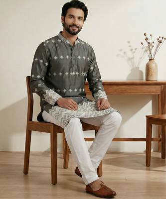 Black designer festive wear satin kurta-pajama 3