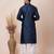 Navy blue designer festive wear jacquard kurta-pajama