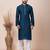 Dark blue designer festive wear jacquard kurta-pajama