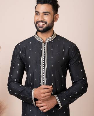 Black designer festive wear silk kurta-pajama 4