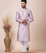Peach designer festive wear jacquard kurta-pajama