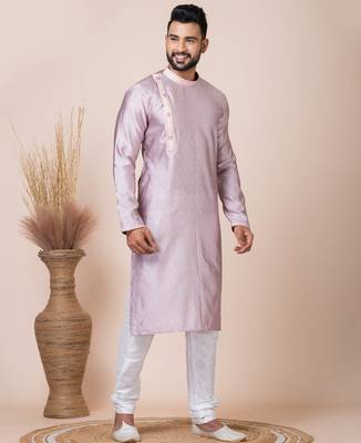 Peach designer festive wear jacquard kurta-pajama 2