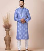 Multicolor designer festive wear jacquard kurta-pajama