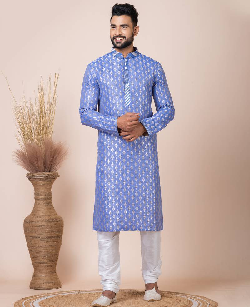 Multicolor designer festive wear jacquard kurta-pajama