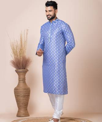 Multicolor designer festive wear jacquard kurta-pajama 3