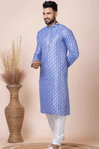 Multicolor designer festive wear jacquard kurta-pajama