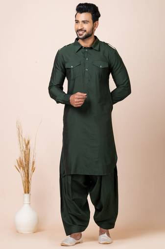 Green designer festive wear viscose pathani-suits