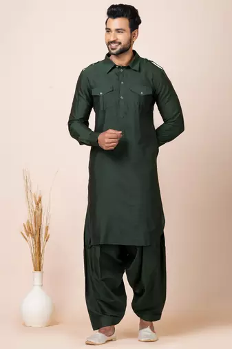 Green designer festive wear viscose pathani-suits