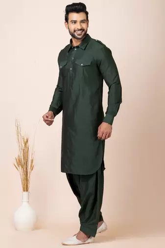 Green designer festive wear viscose pathani-suits