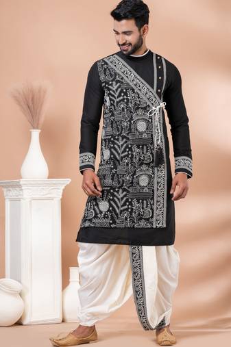 Black designer festive wear viscose kurta-pajama