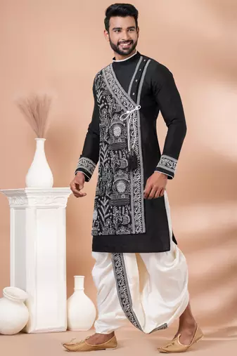 Black designer festive wear viscose kurta-pajama