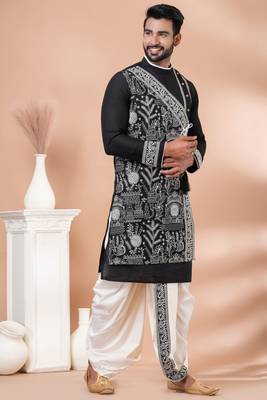 Black designer festive wear viscose kurta-pajama 3
