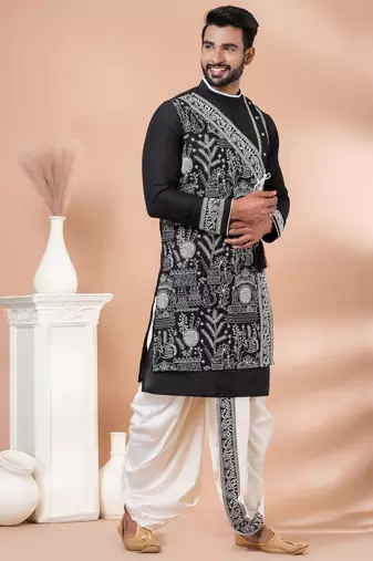 Black designer festive wear viscose kurta-pajama